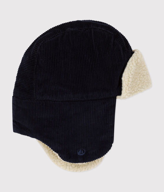 Children's corduroy and sherpa chapka SMOKING blue