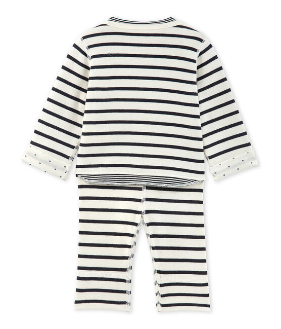 Ensemble bébé 3 pièces réversible COQUILLE beige/SMOKING blue