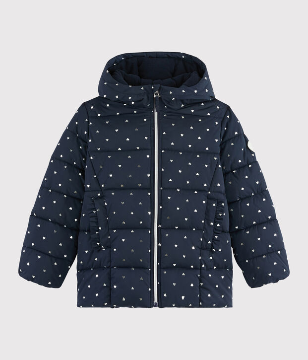 Girls' puffer jacket blue/grey