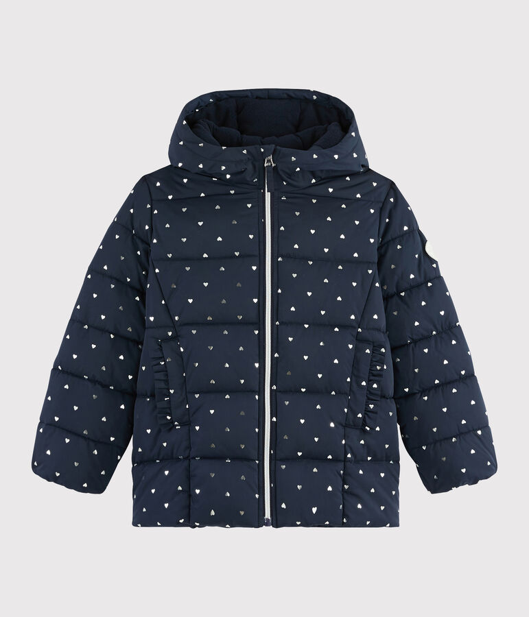 Girls' puffer jacket blue/grey
