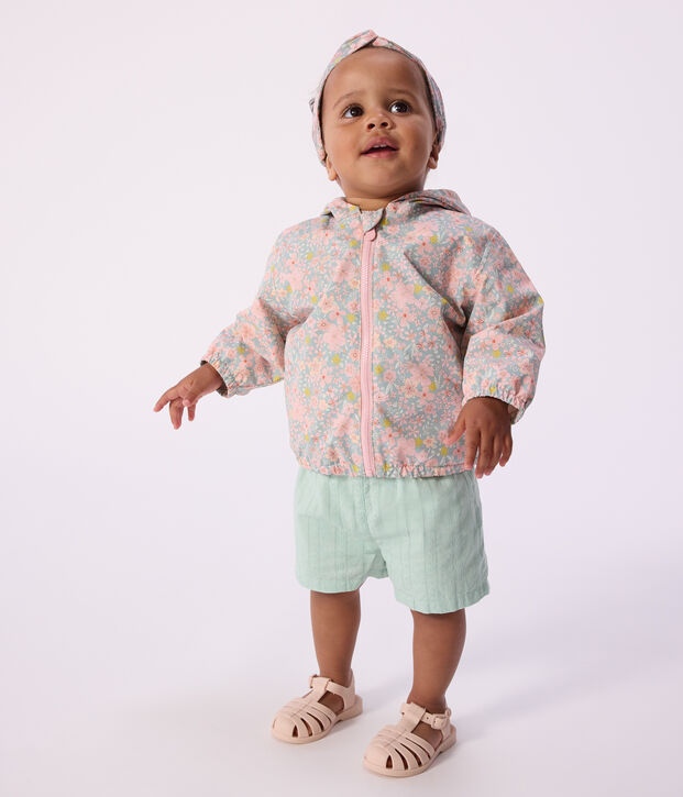 Babies' floral print windbreaker with a pinstripe lining blue/multicolor