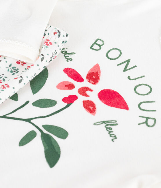 Children's floral print cotton pyjamas MARSHMALLOW white/MULTICO white