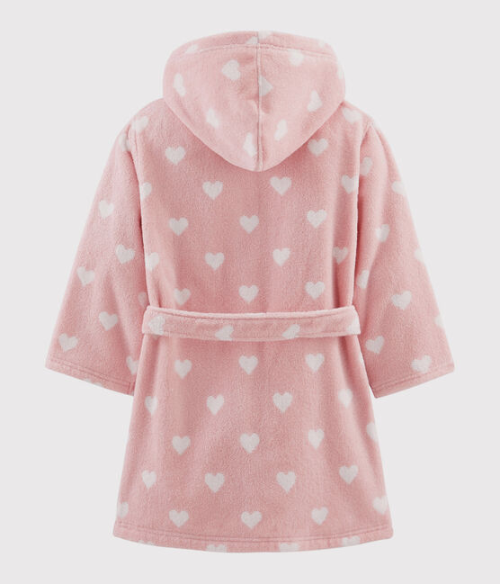 Girls' Heart Pattern Terry Bathrobe CHARME pink/MARSHMALLOW white