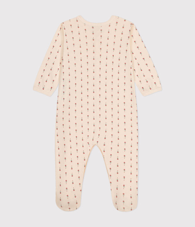 Babies' Floral Print Cotton Pyjamas Ecru/multicolor