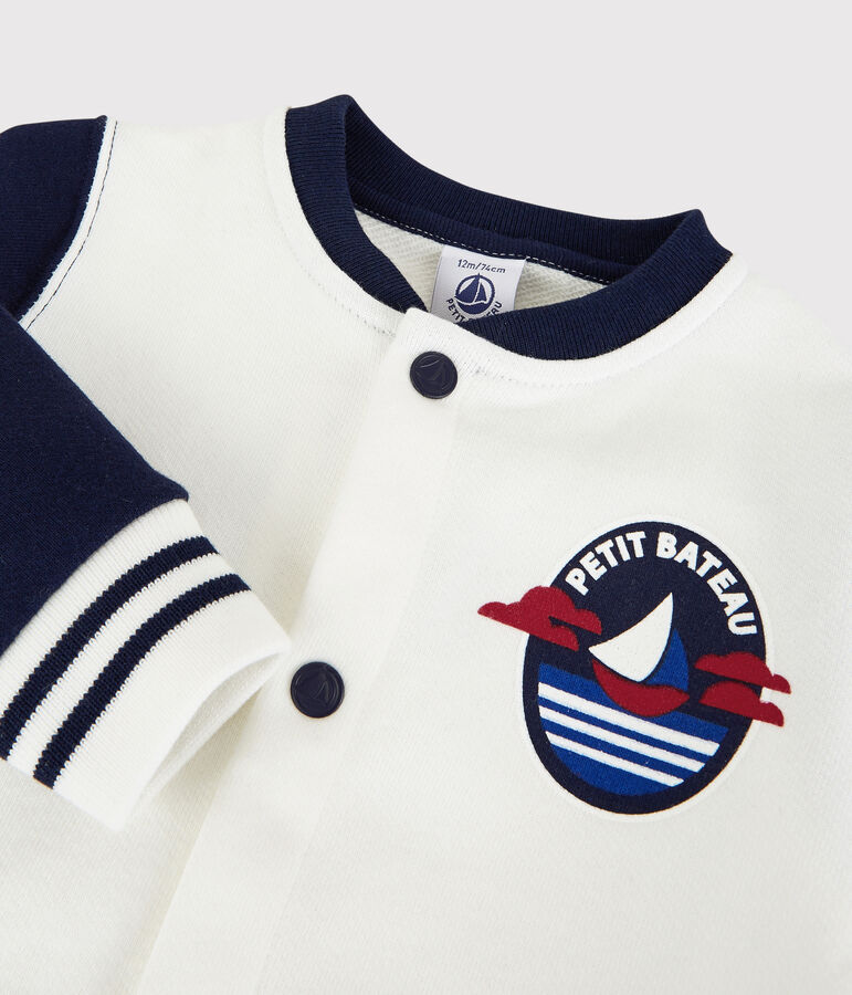 Baby Boys' Fleece Dual-Tone Baseball Jacket white/blue