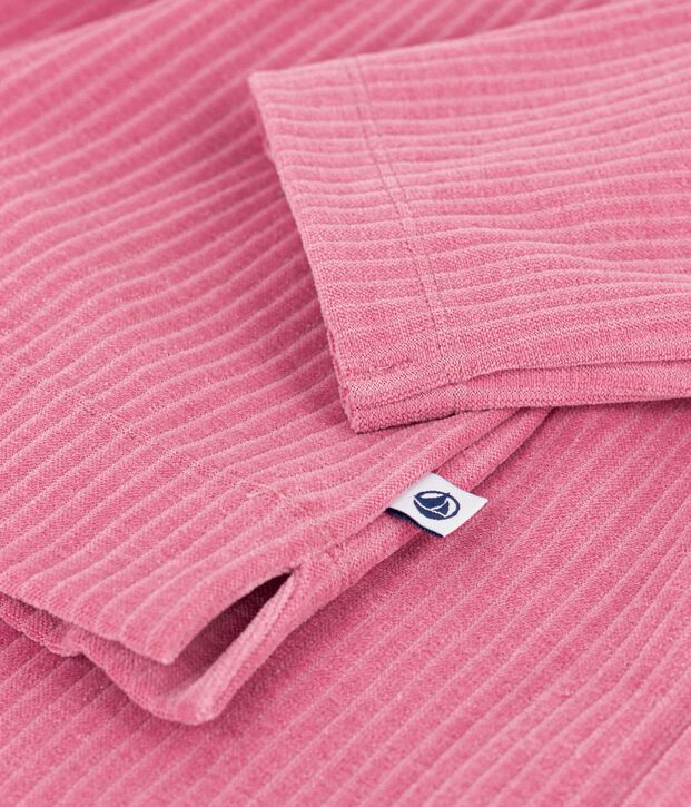 Women's plain ribbed velour pyjamas pink