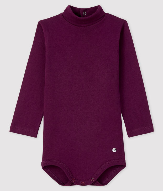 Baby's long-sleeved roll-neck bodysuit purple
