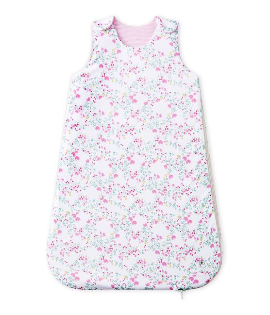Baby girl's reversible sleeping bag ECUME white/MULTICO white