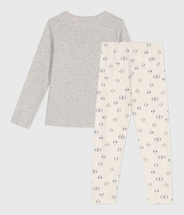 Children's penguin print cotton pyjamas grey/multicolor