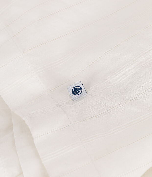 Children's long strappy dress in plain cotton white