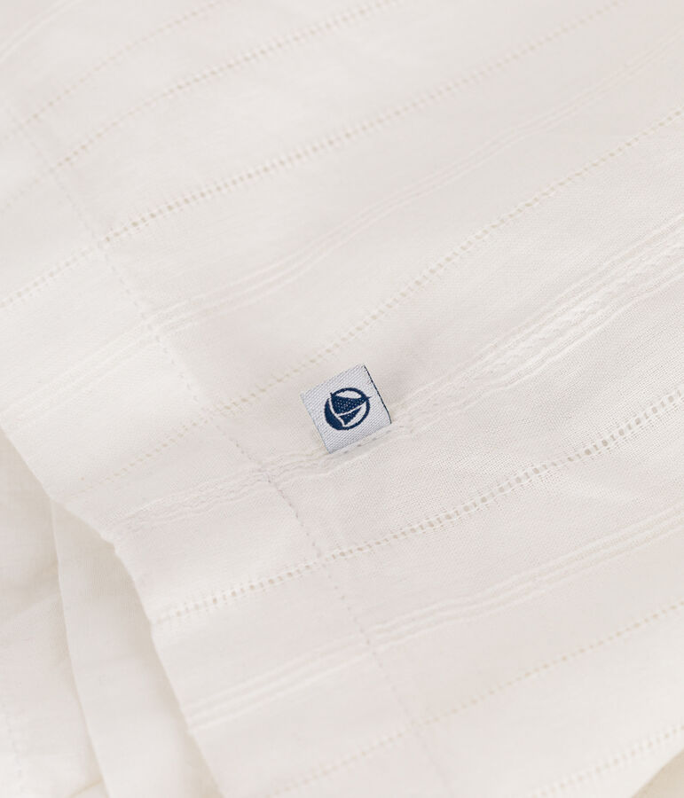 Children's long strappy dress in plain cotton ECUME white