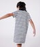 Children's short-sleeved cotton dress MARSHMALLOW white/SMOKING blue