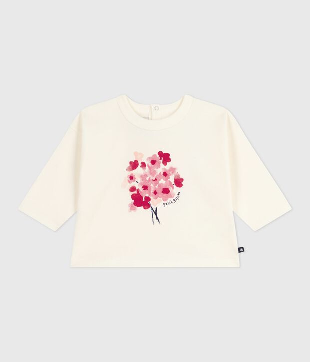 Long-sleeved cotton baby t-shirt MILK