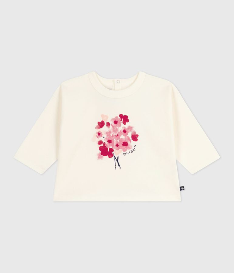 Long-sleeved cotton baby t-shirt Ecru