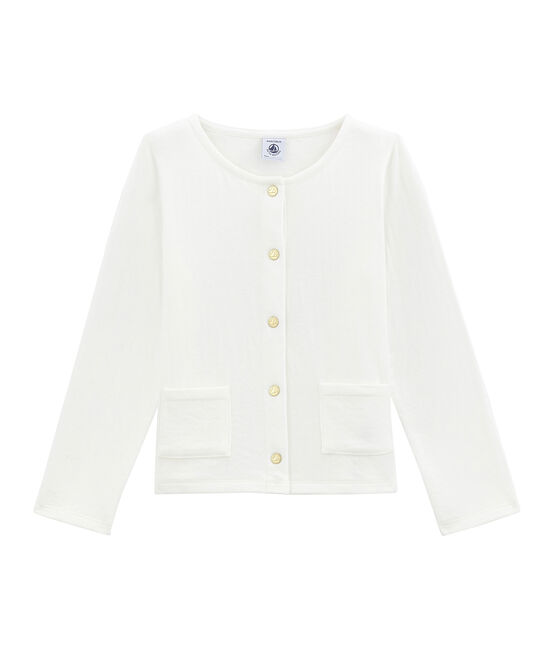 Girl's tube knit cardigan MARSHMALLOW white