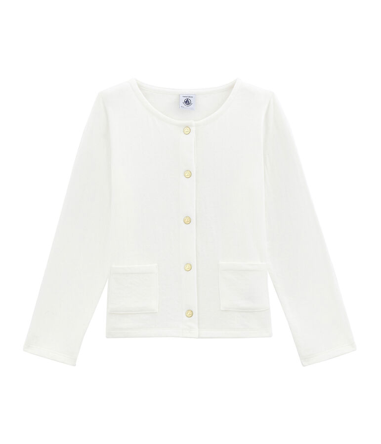 Girl's tube knit cardigan white