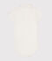 Babies' Short-Sleeved Cotton Bodysuit with Polo Shirt Collar MARSHMALLOW white