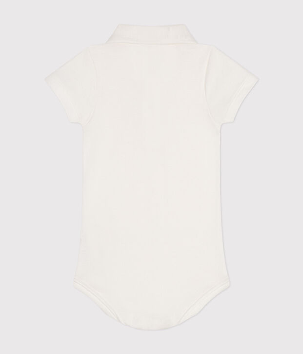 Babies' Short-Sleeved Cotton Bodysuit with Polo Shirt Collar white