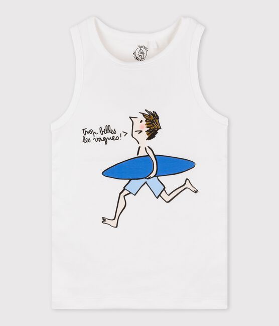 Boys' Soledad Bravi Organic Cotton Vest ECUME white