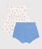 Newborn babies' two-piece cotton set with a ruffled blouse MARSHMALLOW white/MULTICO white