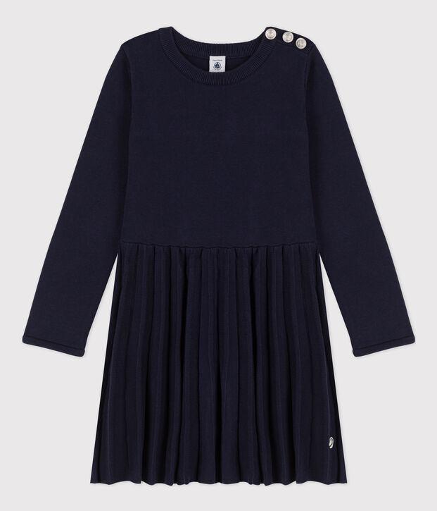 Girls' Long-Sleeved Cotton Knit Dress SMOKING