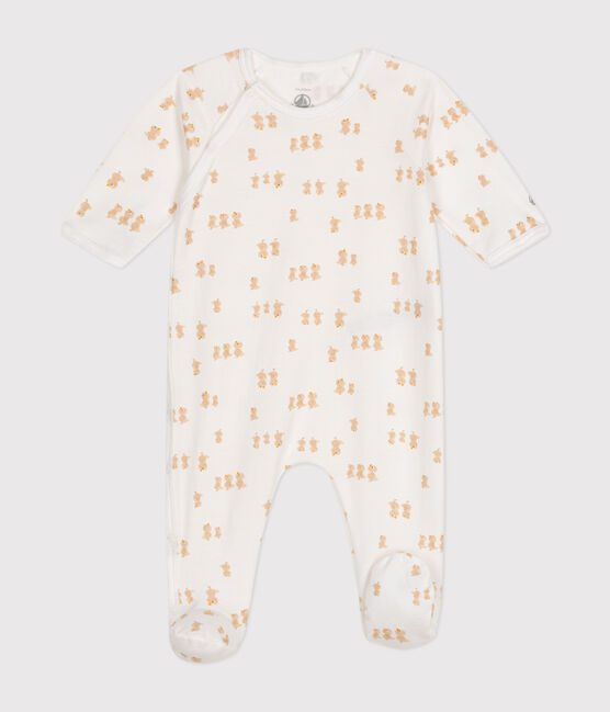 Babies' fleece pyjamas MARSHMALLOW white/MULTICO white