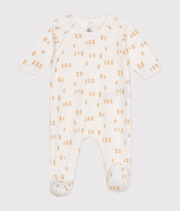 Babies' fleece pyjamas white/multicolor