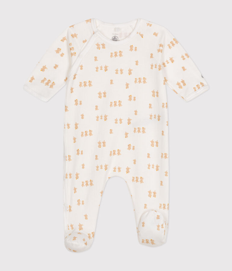 Babies' fleece pyjamas MARSHMALLOW white/MULTICO white