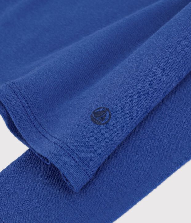 Women's long-sleeved plain cotton T-shirt blue