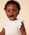 Babies' Sleeveless Textured Cotton Dress MARSHMALLOW white