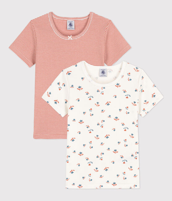 Girls' Short-sleeved Floral Cotton T-Shirt - 2-Pack variante 1