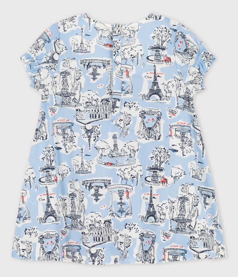 Babies' Poplin Paris Print Dress white/multicolor