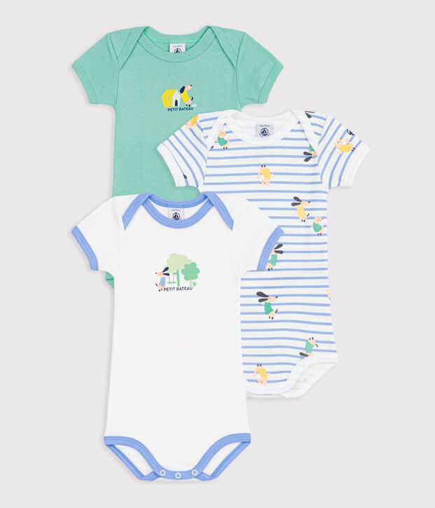 Lot de 3 bodies manches courtes en coton multicolor