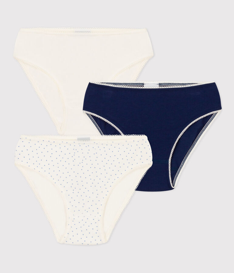 Girls' Spotted Cotton and Elastane Briefs - Pack of 3 multicolor
