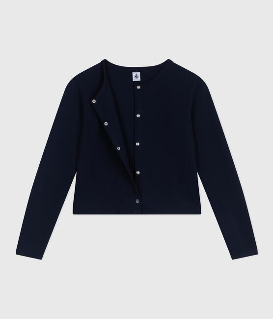 Women's plain cotton cardigan SMOKING blue