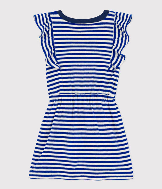 Girl's Sleeveless Striped Terry Dress SURF blue/AVALANCHE