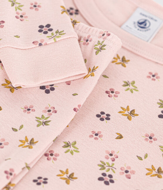 Children's fitted floral print cotton pyjamas SALINE /MARSHMALLOW