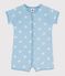 Babies' short heart print cotton jumpsuit MIMI /MARSHMALLOW