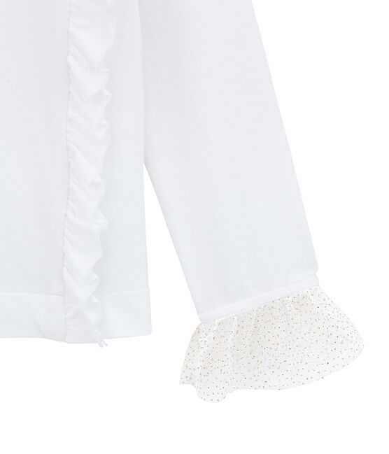 Girl's long sleeved blouse MARSHMALLOW white