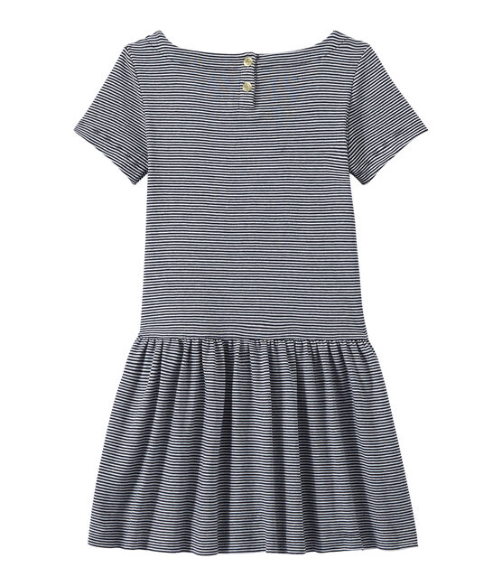 Girl's milleraies-striped dress SMOKING blue/LAIT white