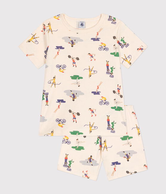 Children's multi-sports print short cotton pyjamas AVALANCHE white/MULTICO