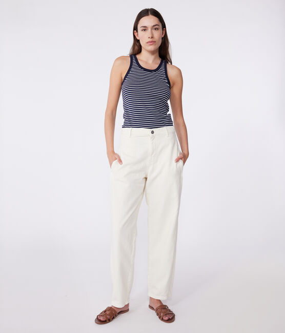 Women's iconic striped cotton tank top SMOKING blue/MARSHMALLOW white