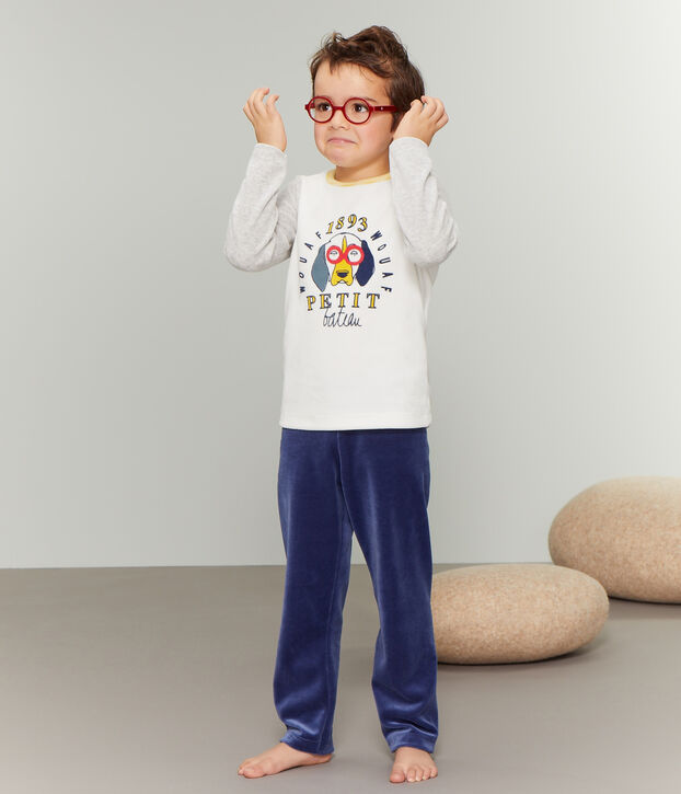 Boys' Velour Pyjamas blue/grey/multicolor