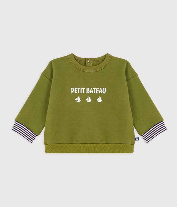 Babies' vintage Petit Bateau motif cotton sweatshirt green