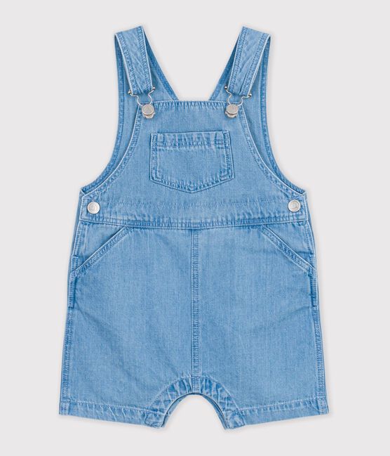 Babies' short lightweight denim dungarees DENIM CLAIR blue