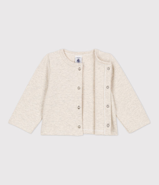 Babies' Plain Thick Jersey Cardigan MONTELIMAR CHINE