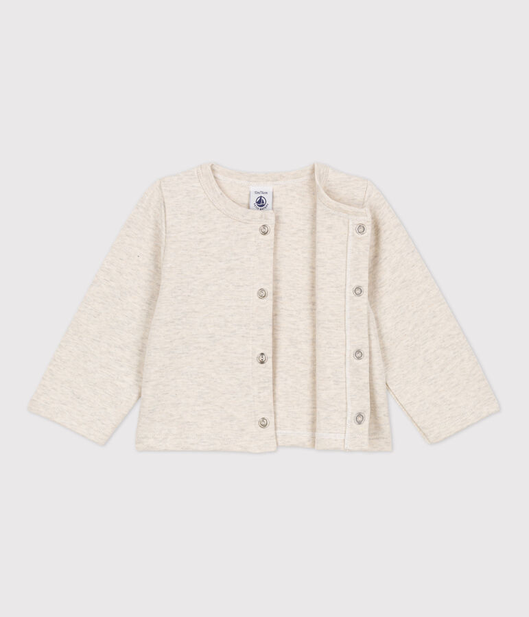 Babies' Plain Thick Jersey Cardigan beige