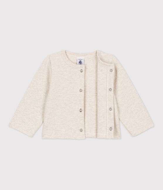 Babies' Plain Thick Jersey Cardigan MONTELIMAR CHINE beige