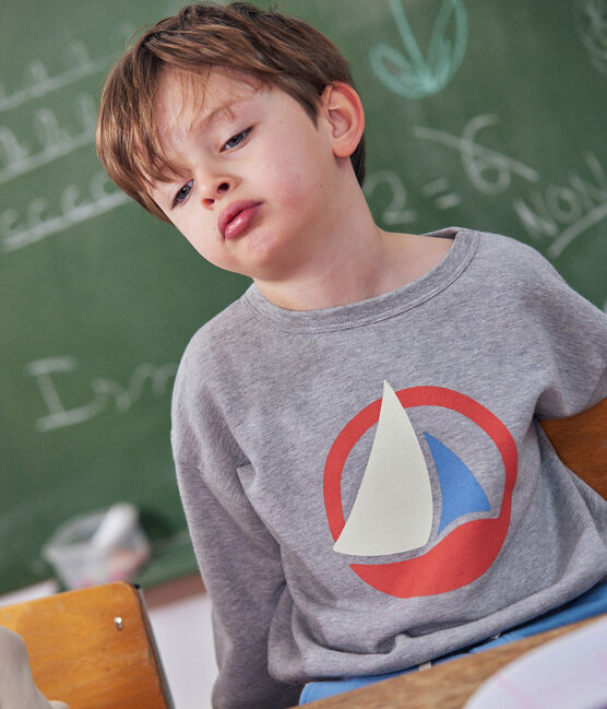 Boys' fleece sweatshirt CHATON CHINE grey