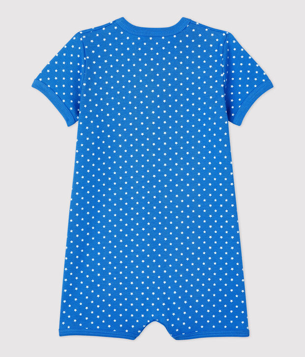 Babies' Spotted Organic Cotton Playsuit blue/white